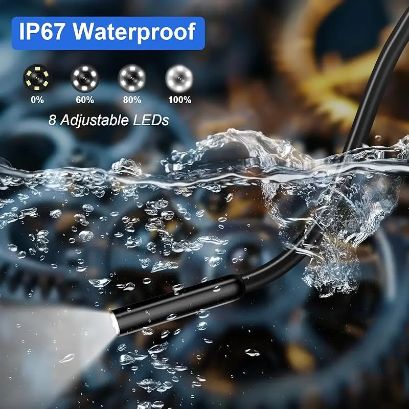 5 "IPS شاشة كبيرة المنظار الصناعي 8 مللي متر 1080P HD عدسة مزدوجة المنظار IP67 مقاوم للماء كابل شبه صلب كاميرا فحص الأنابيب
