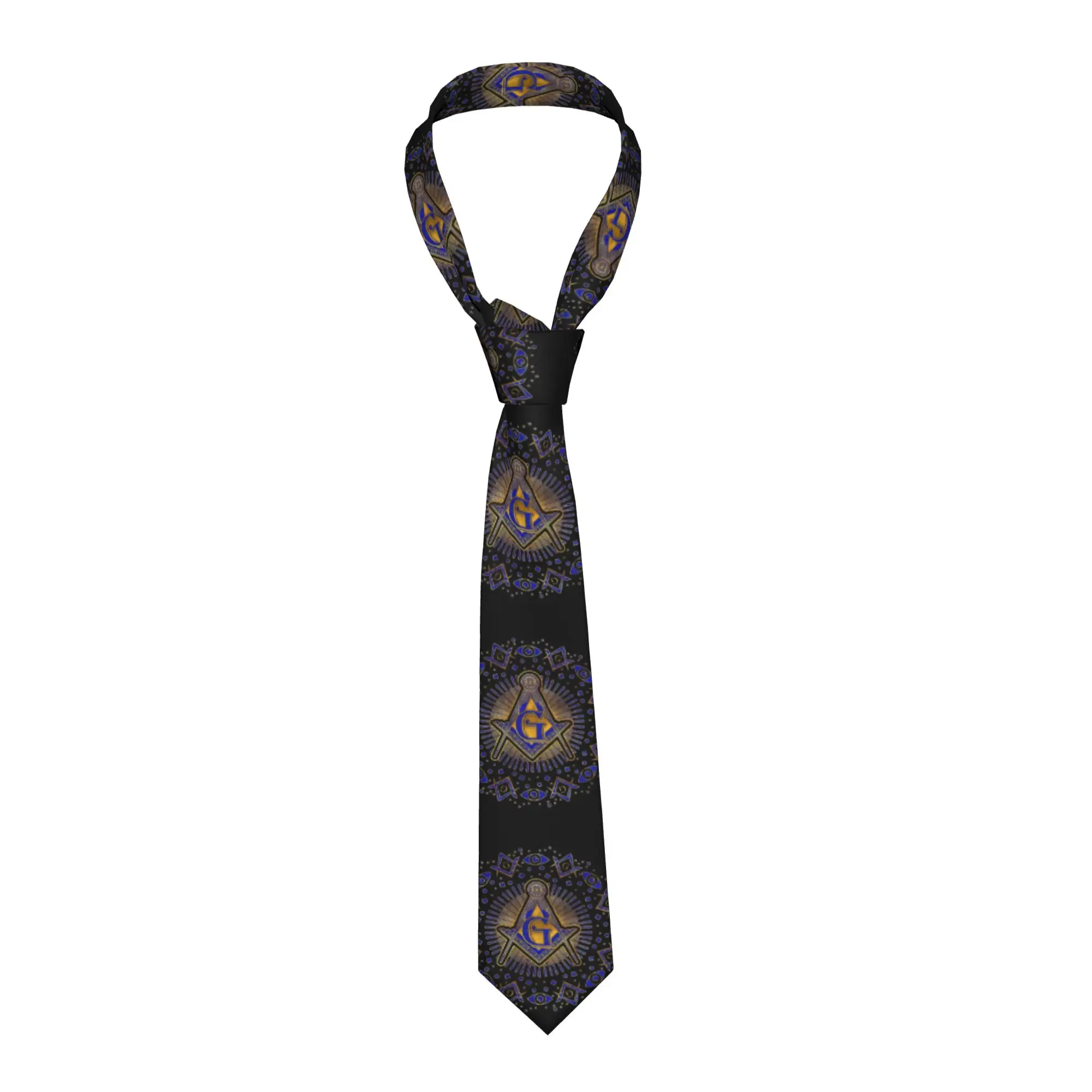 Freimaurer-Krawatte mit Quadrat- und Kompass-Motiv, bedruckte Krawatten, klassische, elegante Kragenkrawatte für Herren, Cosplay-Party-Krawatte, Zubehör