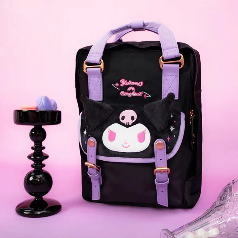 Cute Cartoon Donut Series Cinnamoroll Kuromi Backpack 16L Super Large Capacity Multi-Layer Design Casual Fashion School Bag