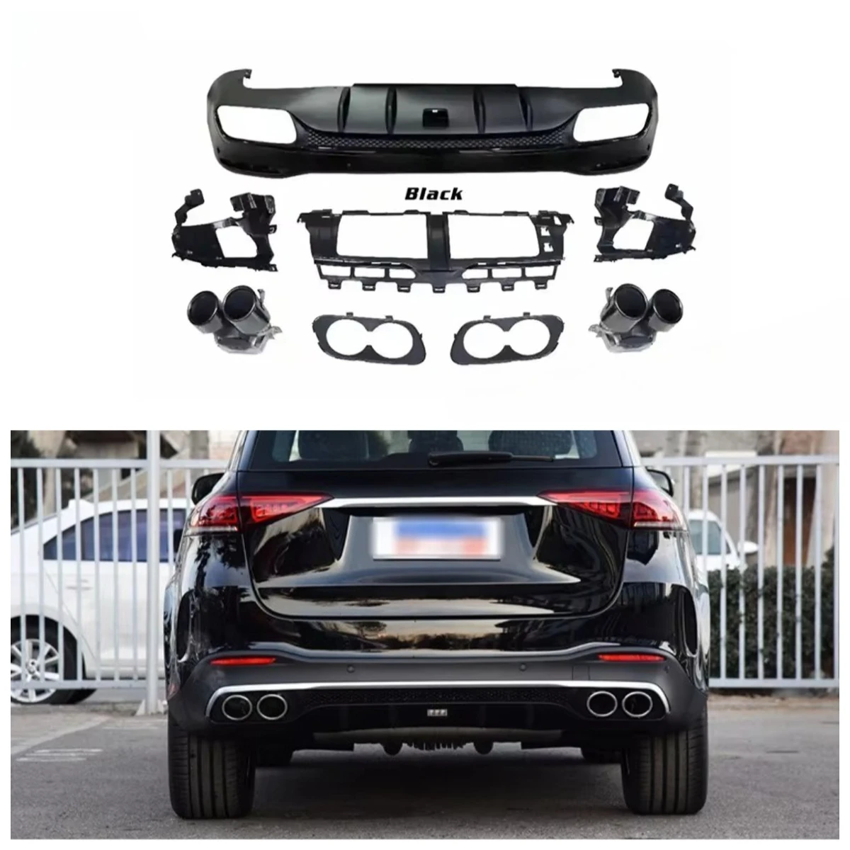 

Задний диффузор в стиле GLE53 с серебристо-черными насадками для X167 GLE 2019-2022