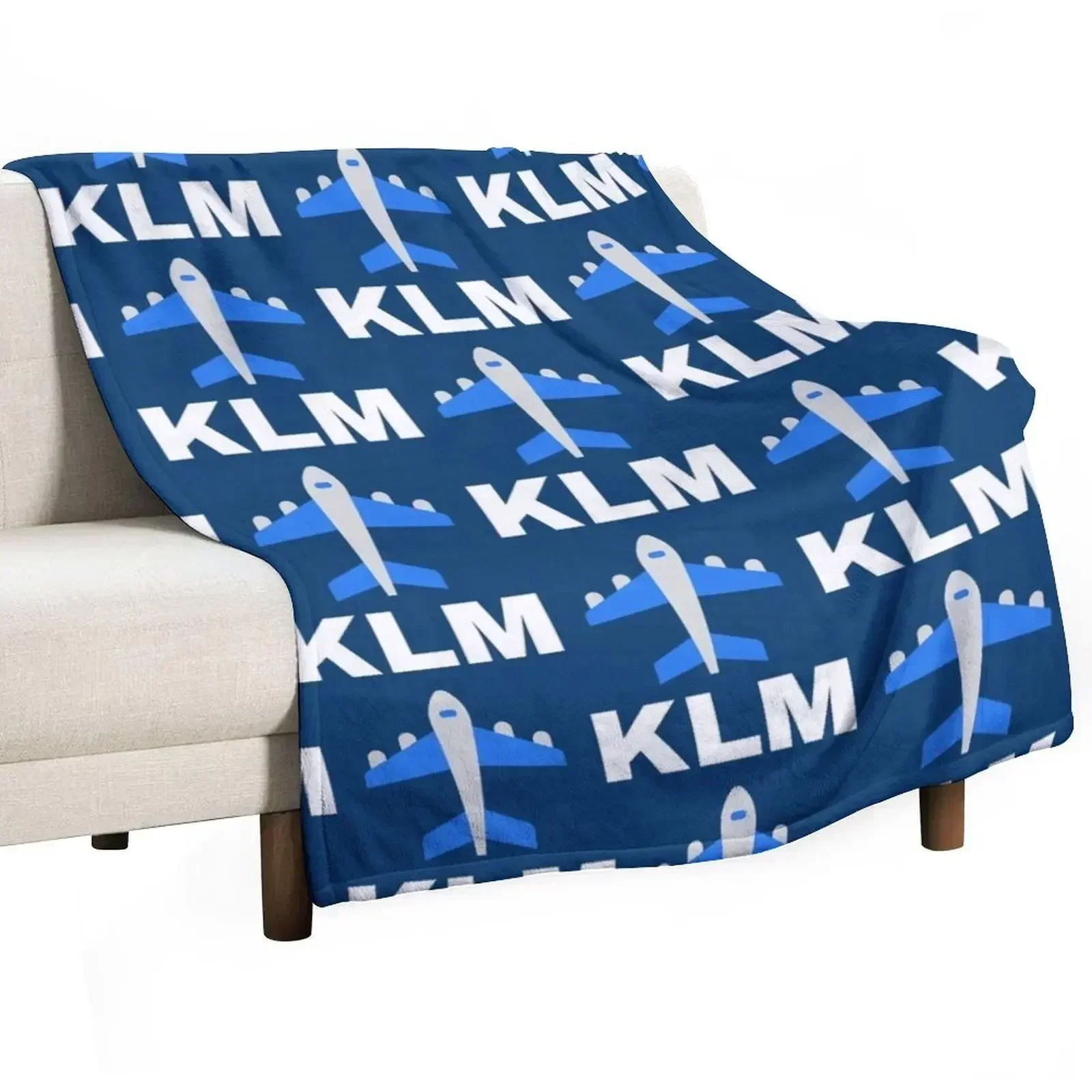 

KLM Royal Dutch Airlines Throw Blanket All Season Lightweight Soft Blanket for Bed
