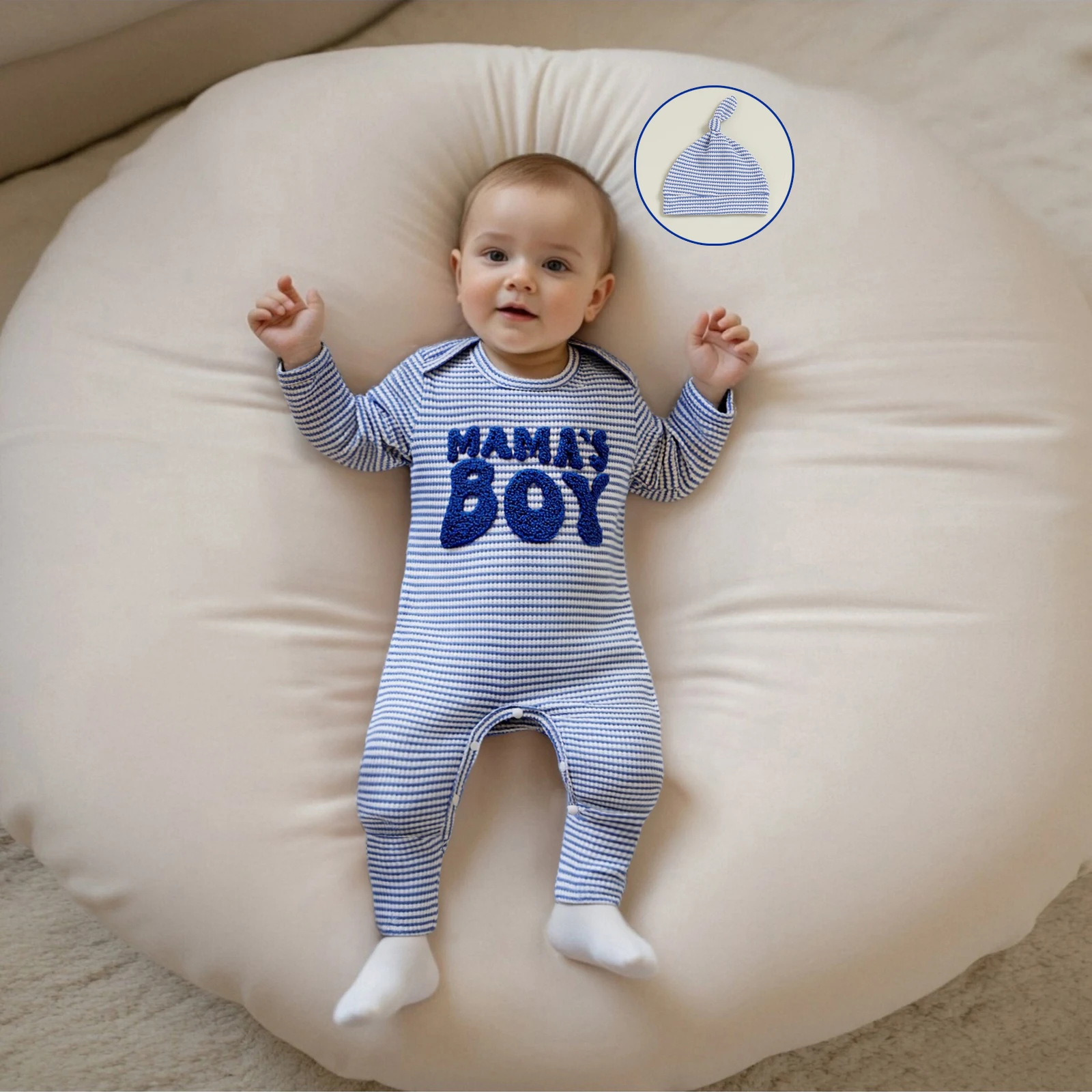 

Осенняя одежда для мальчиков, осенний полосатый комбинезон с вышивкой букв и длинными рукавами, полный длинный комбинезон со шляпой