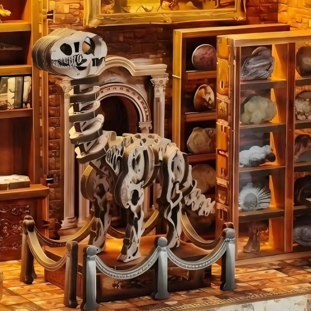 

OUZEY DIY Wooden Miniature Model Kit Dinosaur Research Institute Doll House 3D Puzzle Dollhouse With Furniture for Friends Gift