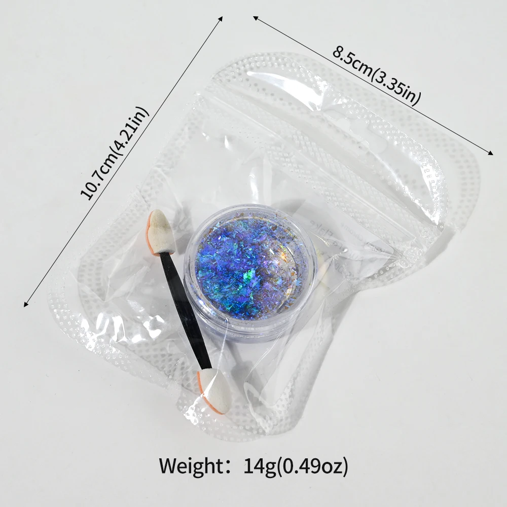 1Jar 0.1g-Net Aurora Chameleon Nail Art Opal Flakes Sparkly Holographic Mix Glitter Mermaid Sequin Iridescent Chrome PigmentDust