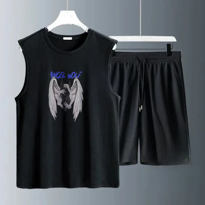 Men's Tank Top Sets 2026 Summer Quick drying Y2k tracksuits Breathable oversize seaside Suit for man sports beach running