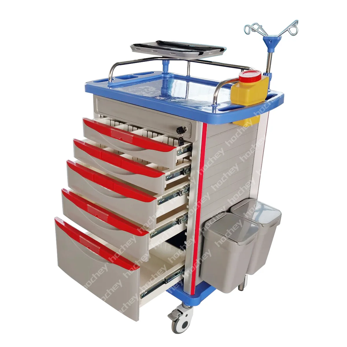 HOCHEY MEDICAL Wholesale Customizable High Capacity Hospital Abs Emergency Trolley Medical  Medical Trolley Price