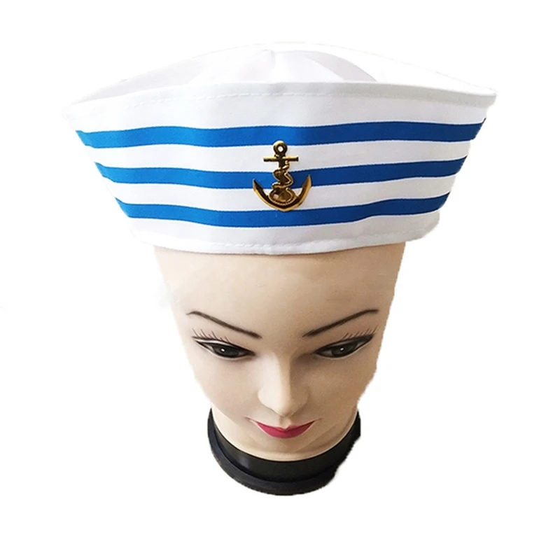 Delicate Stage Military Hat White Captain Sailor Hat Navy Marine Children Adult Cosplay Hat for Birthday Gatherings