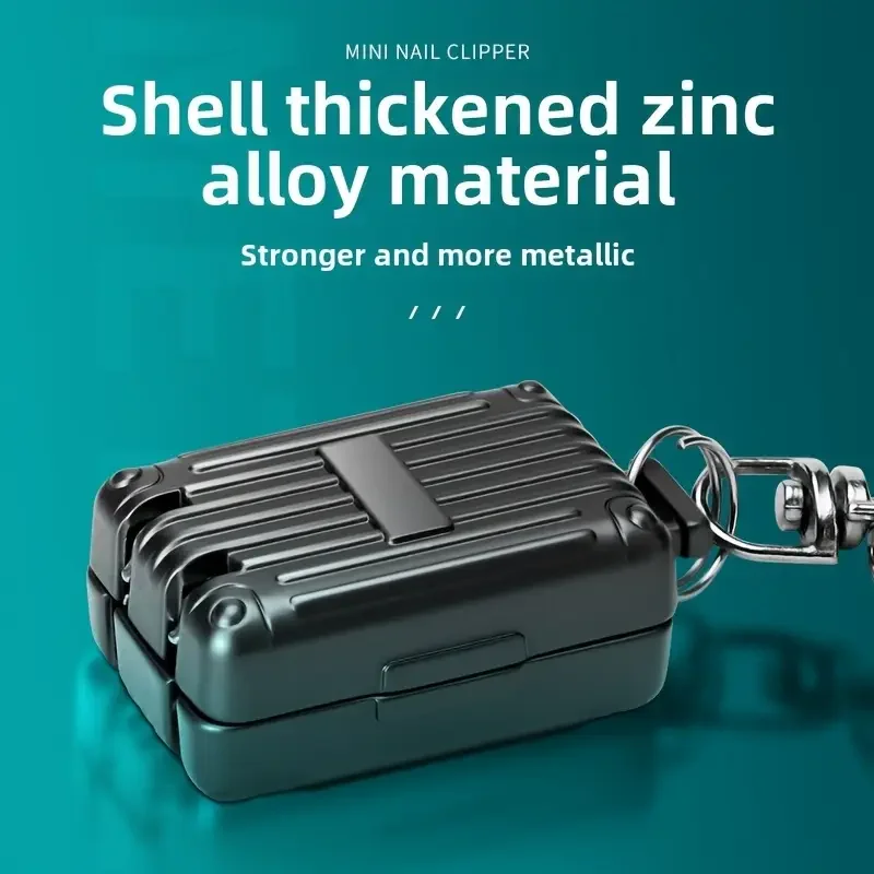 1pc Creative Mini Travel Case Folding Nail Clippers Golden Silvery Grey Portable Flip-Top Nail Clippers with Keychain As Gift