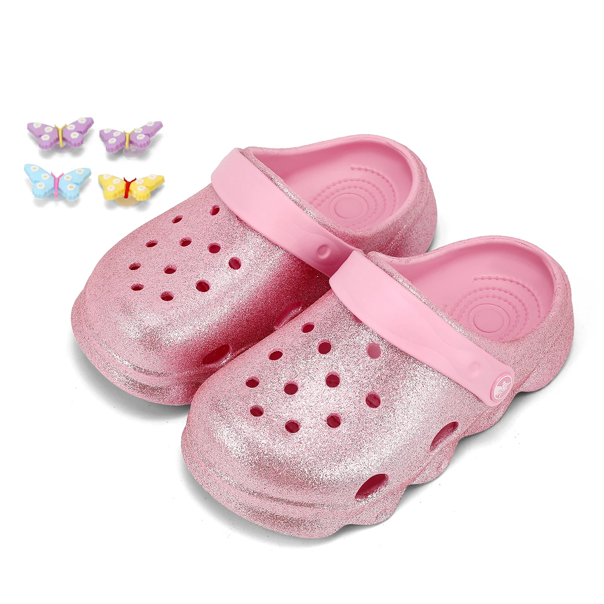 Girls butterfly garden clogs, slippers, sandals, children\'s non-slip water shoes, slip-on slippers, lightweight and breathable