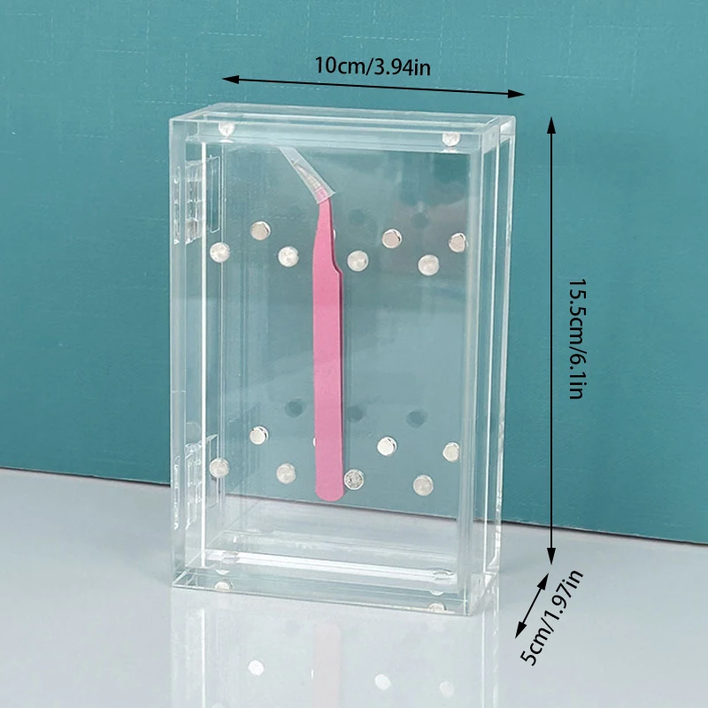 Caja de almacenamiento de pinzas de Material acrílico para extensión de pestañas, herramienta de maquillaje profesional de gran capacidad, Personal, tienda de pestañas