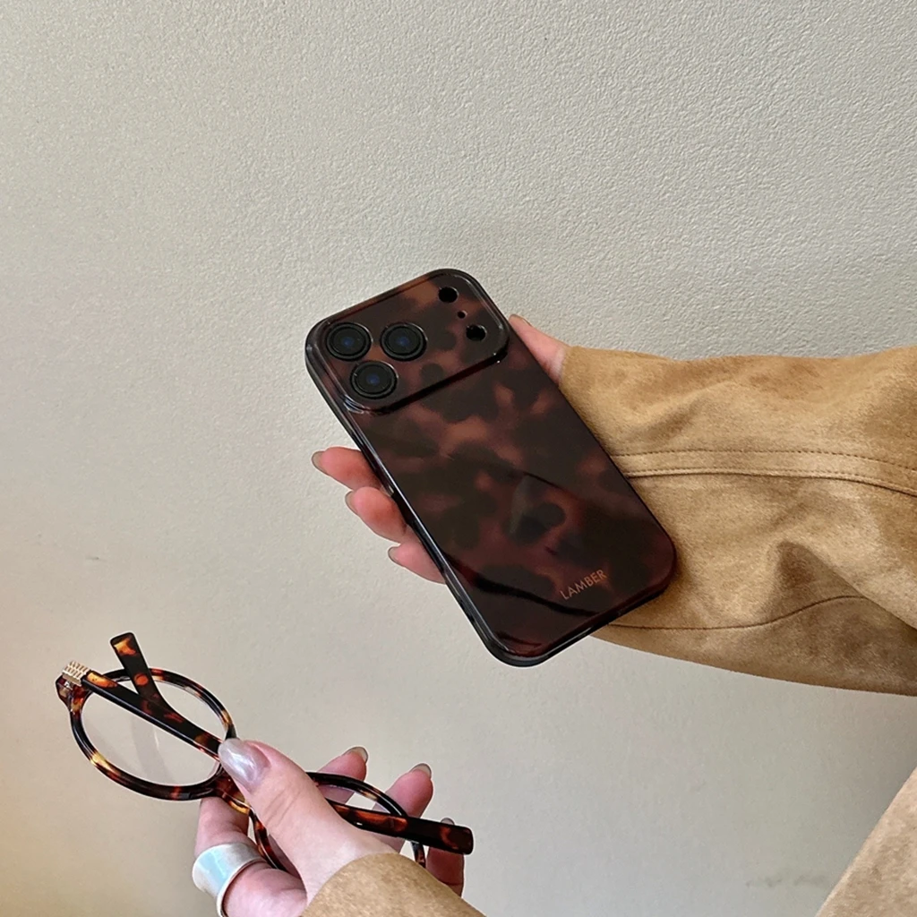 Retro stilvolle bernsteinfarbene Lamber-Muster glänzende Handyhülle für iPhone 17, 16, 15, 14, 13, 12, Pro Max Plus Air – Detail 12