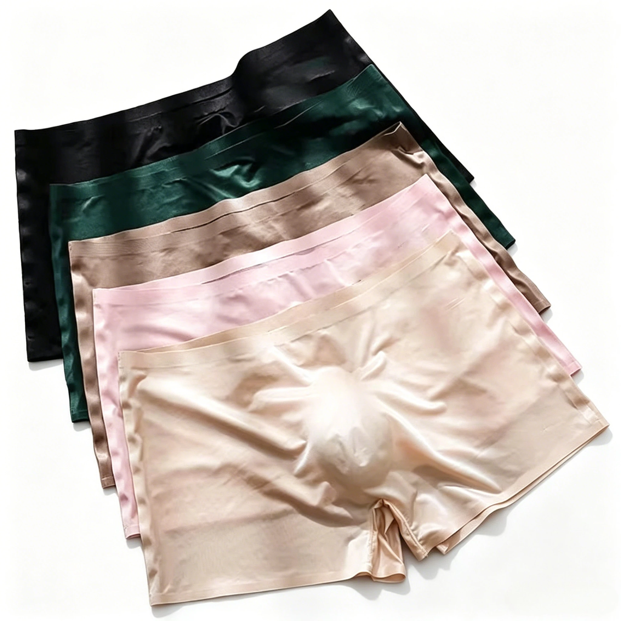 

Shiny Ice Silk Boxer Briefs for Men 3D U-Convex Pouch, Seamless One-Piece Breathable Underwear Male Fashion Cozy Boxy Underpants