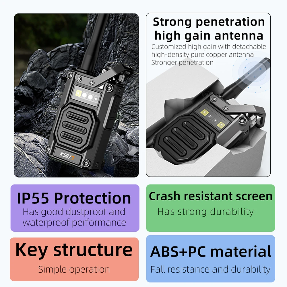 

KSUT X36 Two Way Radio Metal Body Strobe Light Walkie Talkie for Outdoor Camping Adventure