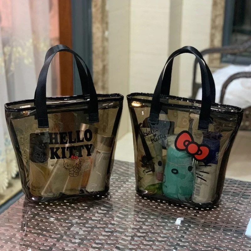 Sanurgente-Sac à cosmétiques portable Hello Kitty pour femme, sac à main de maquillage, trousse de maquillage, sac de lavage, boîte à provisions, sacs à main Kawaii, offre spéciale, nouveau