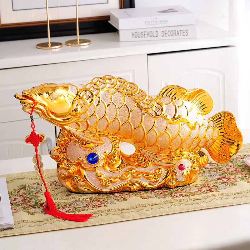 Home decoration accessories Lucky Dragon Fish Ornament Home Feng Shui Ornament Store opening gifts 1pcs Ceramic crafts