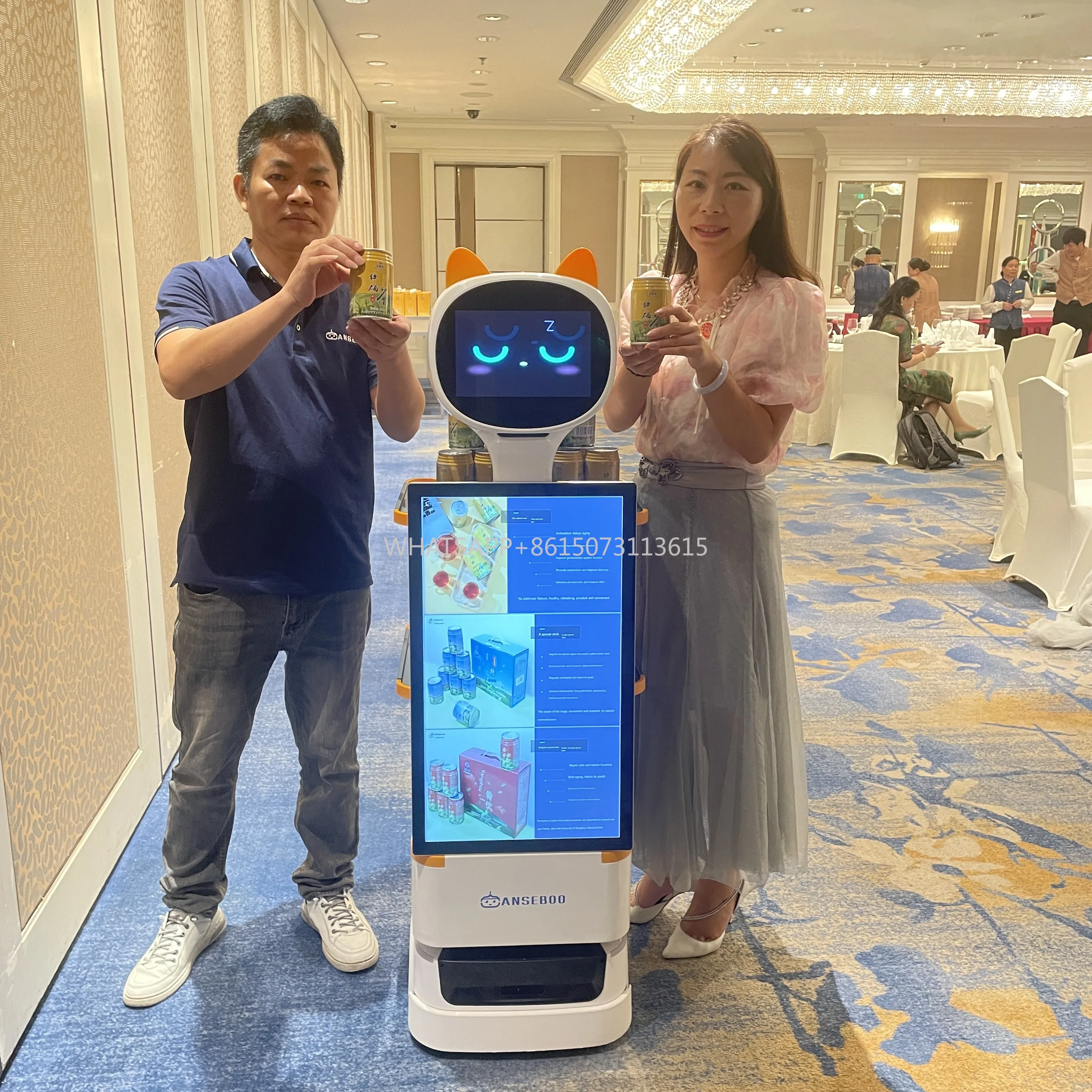 AI Shopper Guide Smart Cart Robot Maßgeschneiderte Coupon Pop-Ups für Supermärkte Hema Supermarktroboter