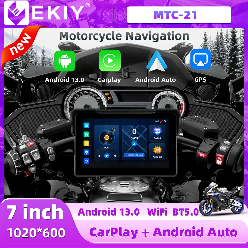 EVEKEY Android 13 Motorcycle GPS WiFi MOTO Navigation Wireless CarPlay 7 inch  Wireless Android Auto  4-core A53