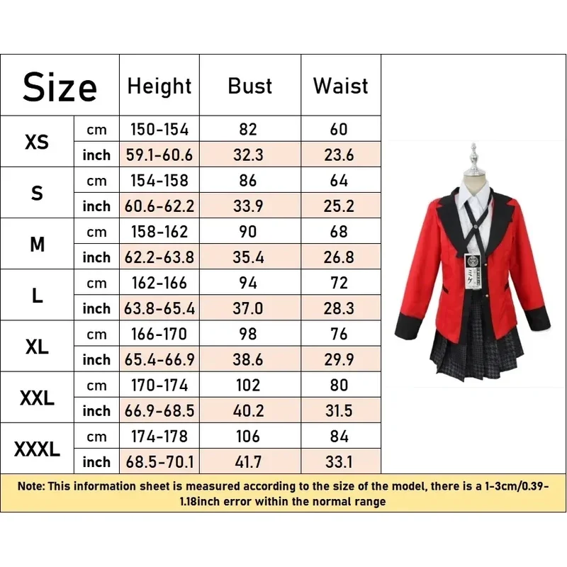 AIAI 2025 أزياء أنيمي Kakegurui أزياء تنكرية Jabami Yumeko شعر مستعار مدرسة مطوي تنورة حفلة الهالوين Co