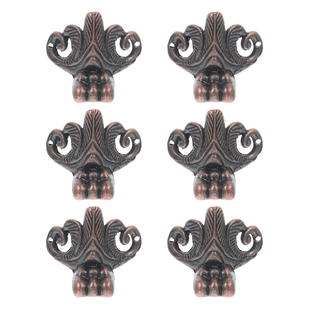 

6 шт. винтажных опорных ножек для деревянных шкафов, металлические угловые защитные элементы, декоративные мебельные ножки, прочные опорные кронштейны для ювелирных изделий