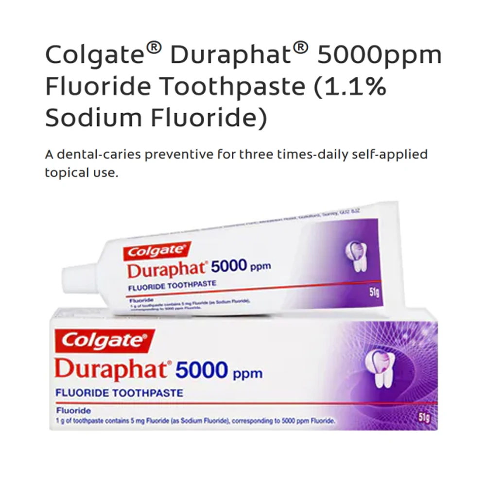 ยาสีฟันฟลูออไรด์คอลเกต5000 PPM 51gr ฟันป้องกันฟลูออไร Duraphat5000ผลิตภัณฑ์ดูแลช่องปาก