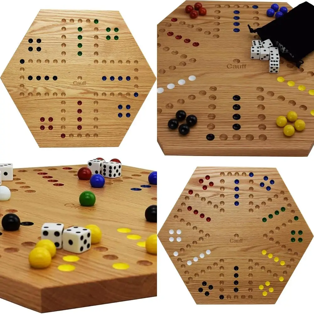 

Handcrafted 20 Oak Marble Game Board with Double-Sided Playfield and Cauff's Artistic Touch