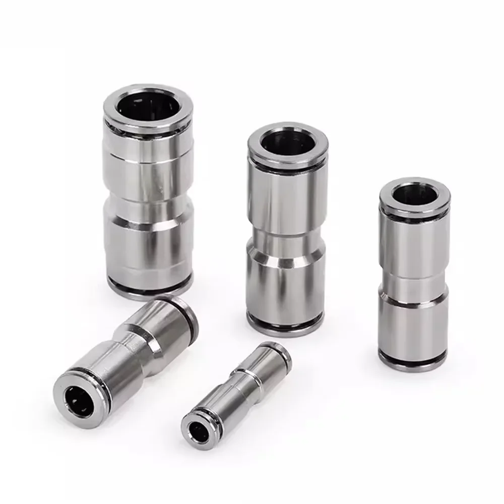 

4 6 8 10 12mm PU 304 Stainless Steel Metal Pneumatic Quick Coupling Push In Air Hose Fitting Connector