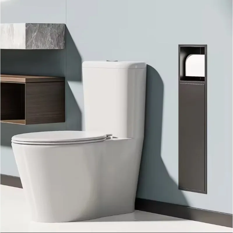 No Need Tile SUS304 Modern  Recessed Toilet Cleaner Storage Niche Toilet Brush Set Toilet Paper Niche for Hotels & Home Bathroom