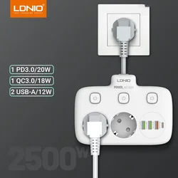 LDNIO Power Strip Adapter for Europlug 4 USB Output Electrical Socket With Extension Cable Surge Protector Home Plug Adapter