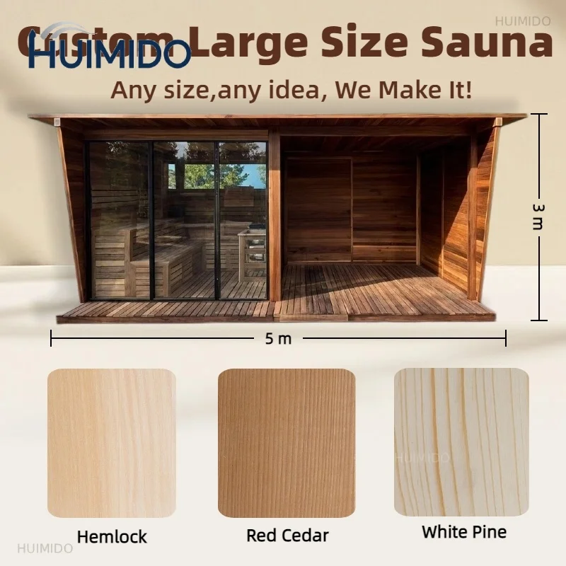 Custom Canadian Sequoia Traditional Sauna Wooden Room with Sauna Stove for Home Garden Healthy Leisure Outdoor Use, For Sale