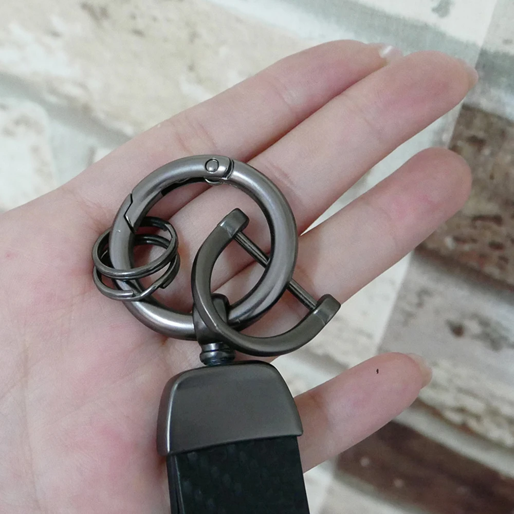 Carbon Leather Car Keychain Chain Key Rings Degree Rotating Horseshoe Rings for Suzuki Jimny