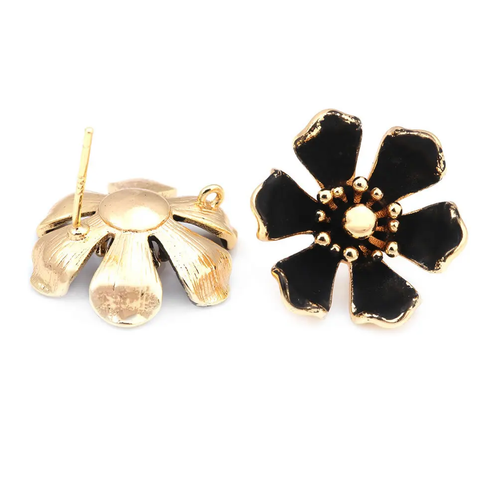 18K Gold Color Brass Flower Stud Earrings Pins Earrings High Quality Women's Earrings Diy Jewelry Accessories Making view 5