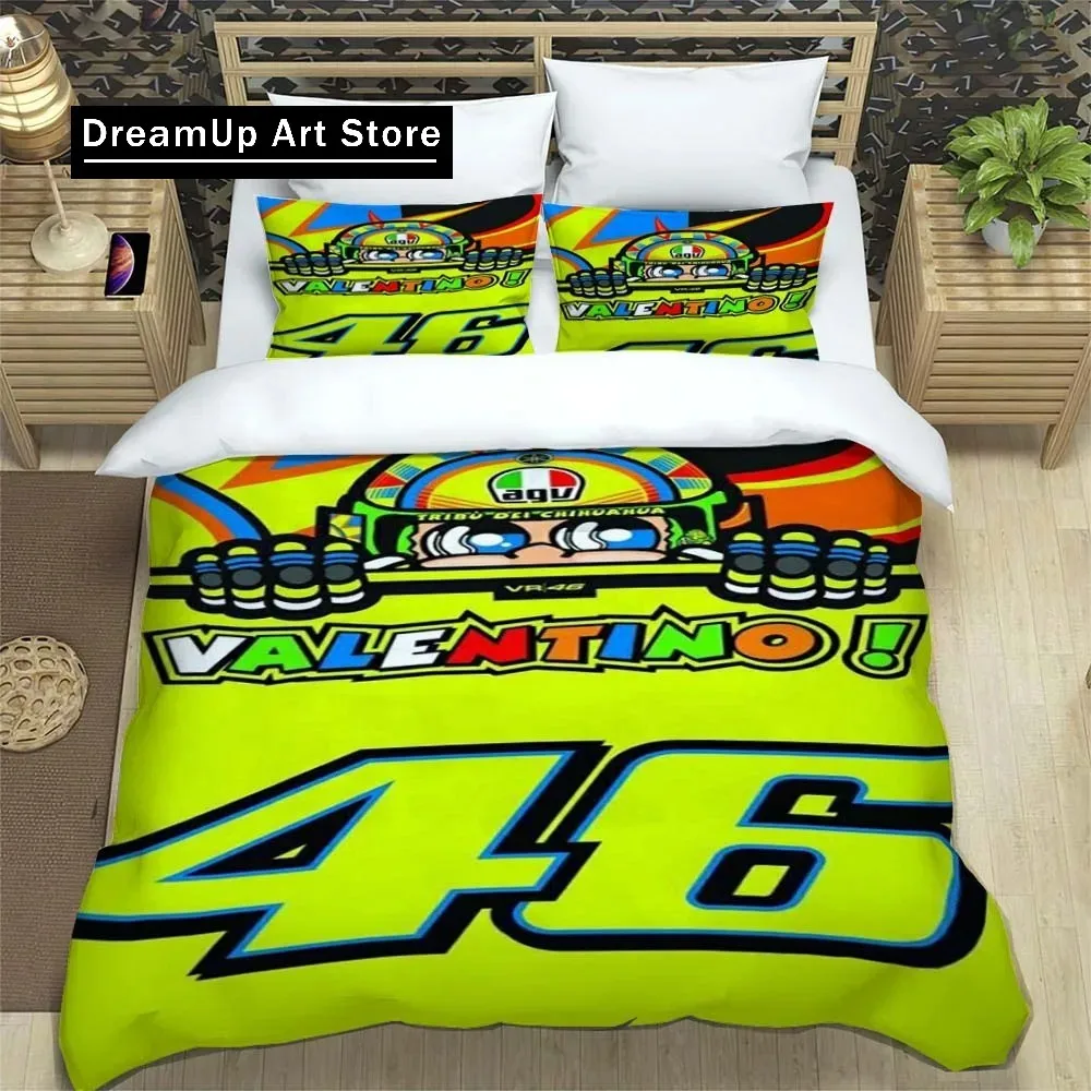 Motorcycle Fleet VR-46 Bedding Set Boys Girls Twin Queen King Size Duvet Cover Pillowcase Bed boys Adult Bedroom