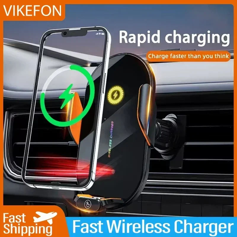 Car Wireless Charger Phone Holder Stand 66W Fast Charging Station Auto Infrared Induction for iPhone 16 15 14 13 Samsung Xiaomi