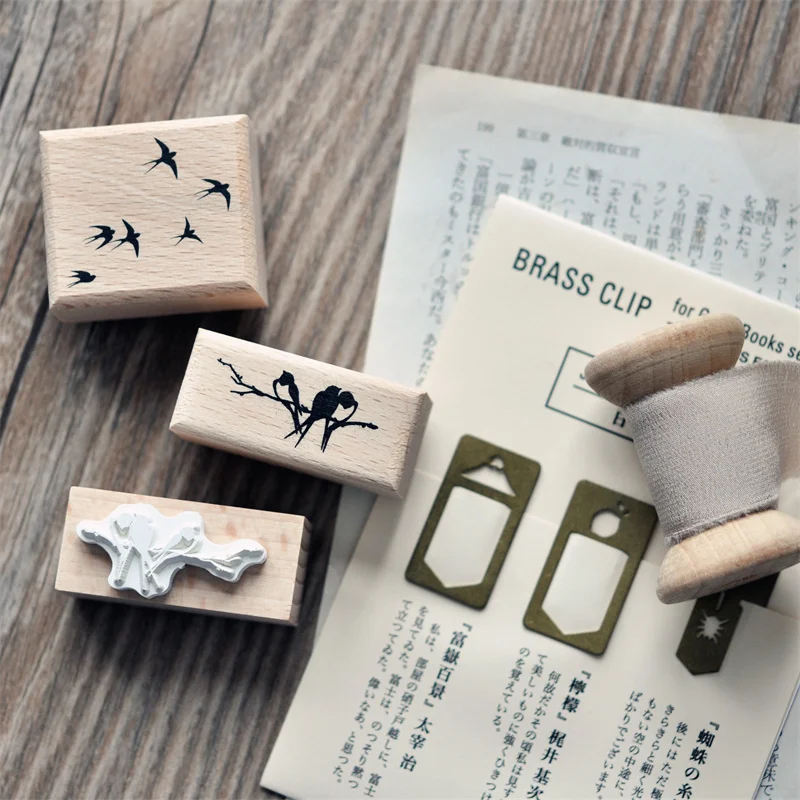 Vintage Swallow Brids Wooden Rubber Stamp DIY Scrapbooking Photo Album Card Making Wood Seal