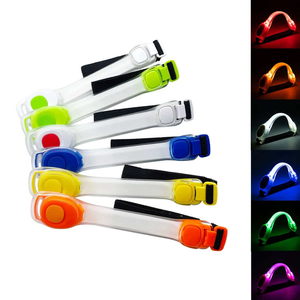 Led Running Armband Arm Band Flashing Light Battery-operated Wristbands Adjustable Cycling Night Luminous Wearable Yellow Orange
