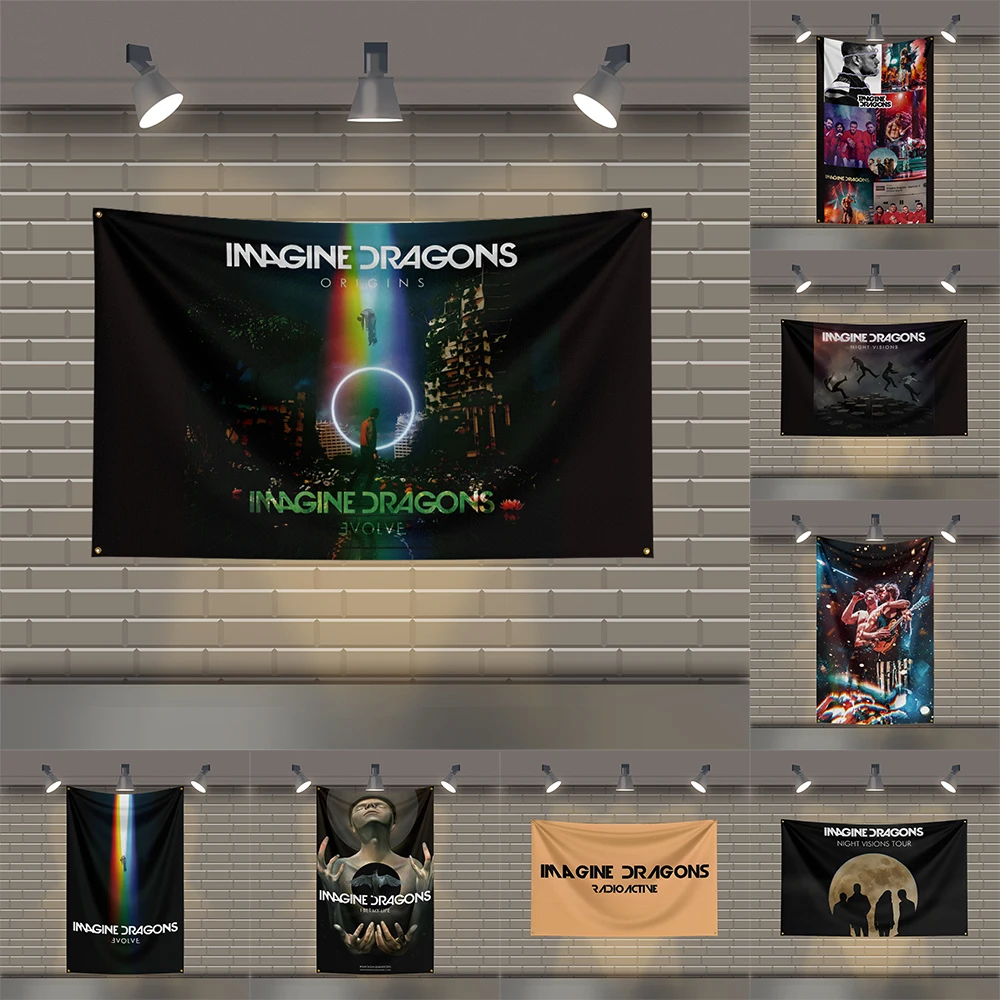 

3x5 Ft I-Imagine D-Dragonss Pop rock band Flag Music Wall Banner for Bedroom Studio Bar Concert Outdoor Decor
