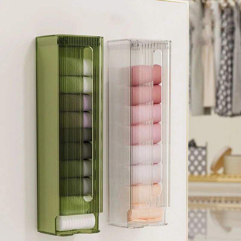 

Transparent Wall Hanging Box with Lid Panties Underwear Socks Garbage Bag Storage Holder Closet Sorting Organizer Useful Things