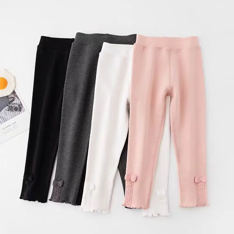 

Girls Pants with Thin Fleece and Deep Autumn Fleece Worn with Thickened Pure Cotton High Elasticity Warm Lace Butterfly Leggings