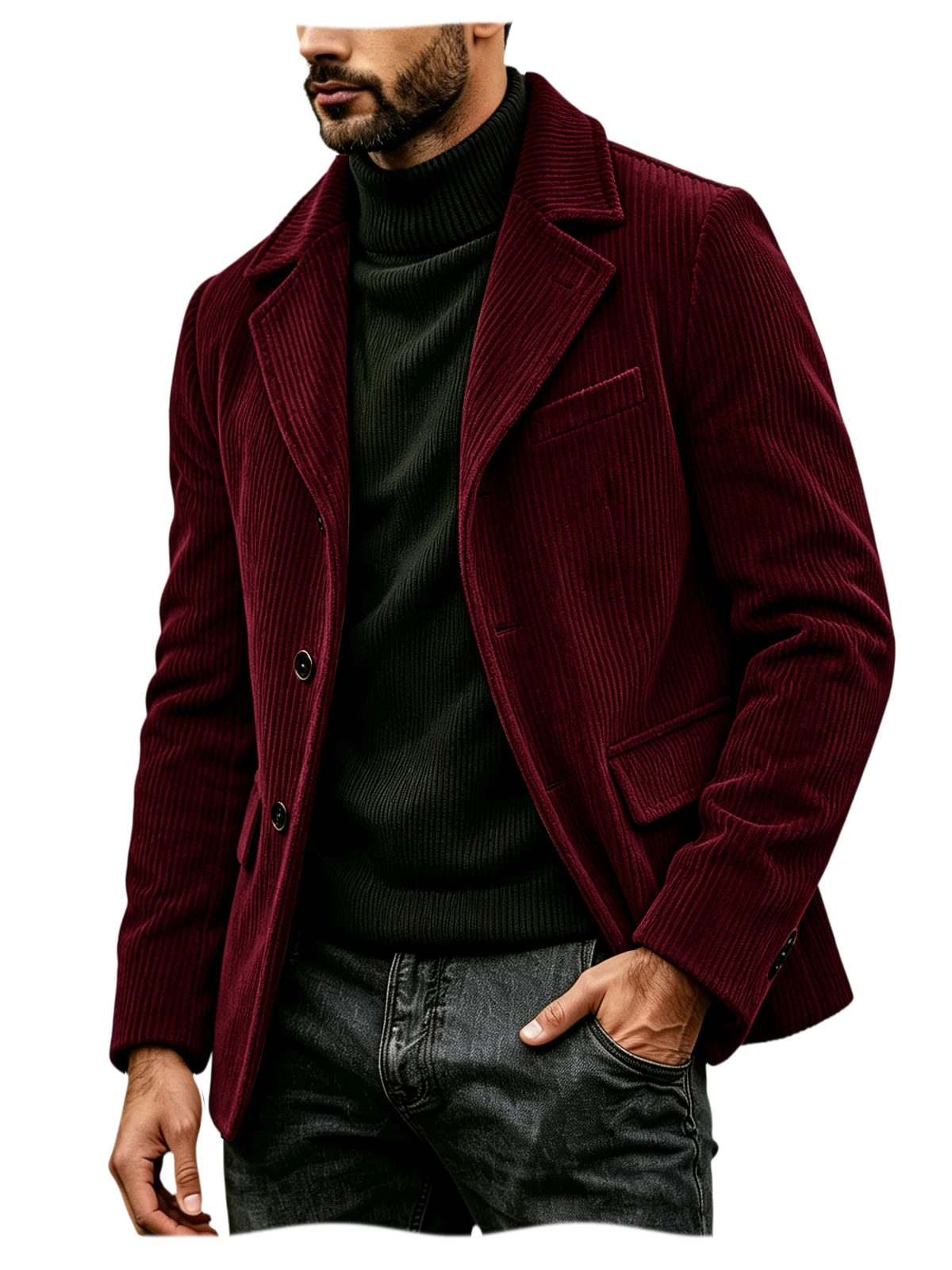 Men's Corduroy Suit Jacket Vintage Notched Lapel Single Breasted Loose Fit Casual Blazer High Quality Fashion Sport Coat Busines 19
