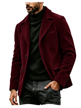 Men's Corduroy Suit Jacket Vintage Notched Lapel Single Breasted Loose Fit Casual Blazer High Quality Fashion Sport Coat Busines 19