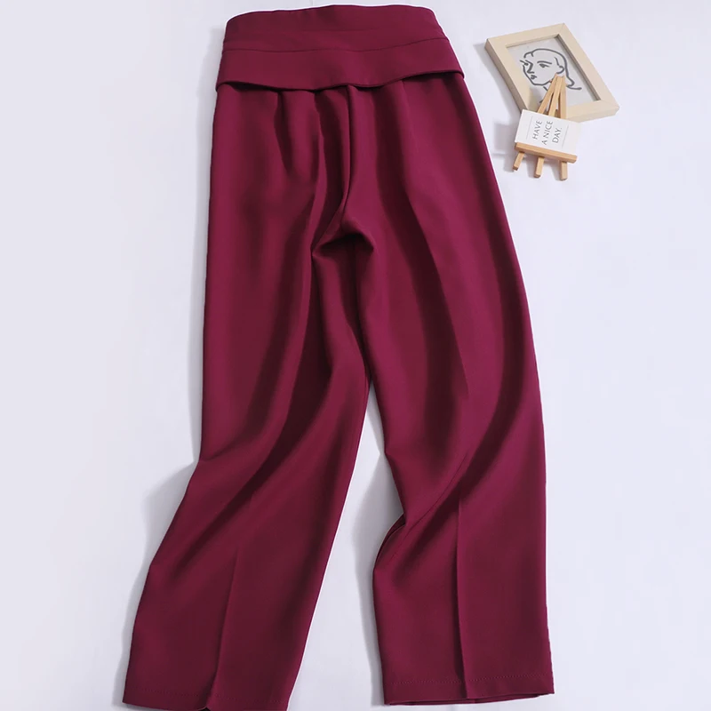 Hikigawa Chic Fashion Women All Match High Waist Harem Pants Spring Solid Vintage Leather Button Straight Trousers Ropa Mujer