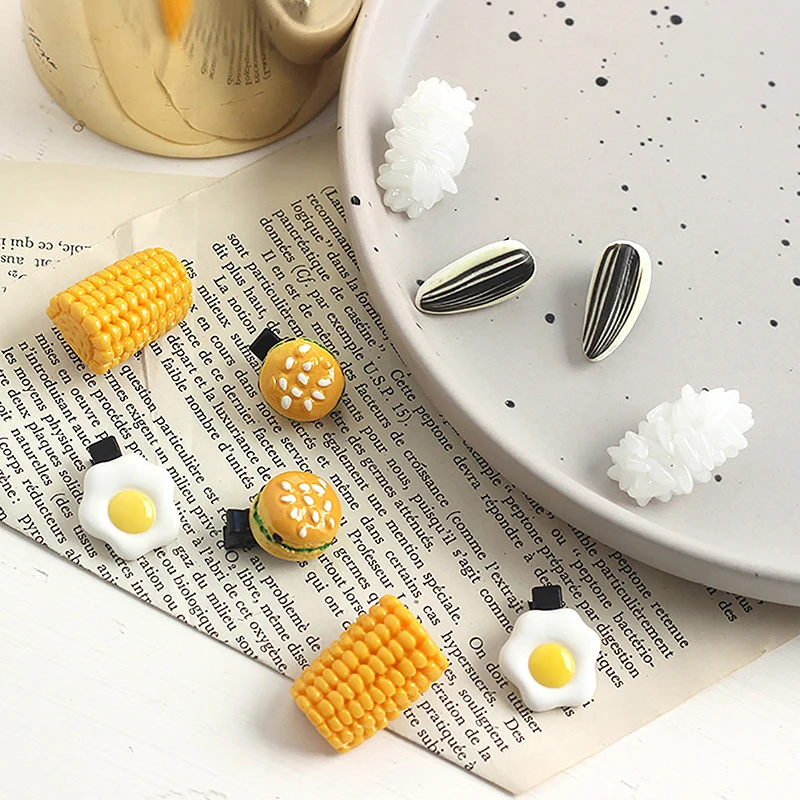 Simulation Food Hairpin Cute Seeds Corn Rice Burger Side Hair Clips Headdress Ornament Funny Hair Decoration Girls Kids Gift