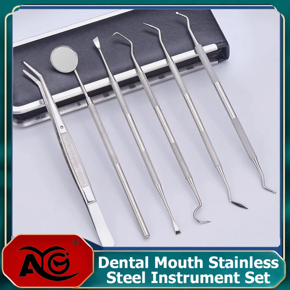 

AG 1set Dental Mirror Kit Dentistry Lab Mouth Mirror Dentists Pick Tool Teeth Scaler Dentist Tools Dental Materials Kits