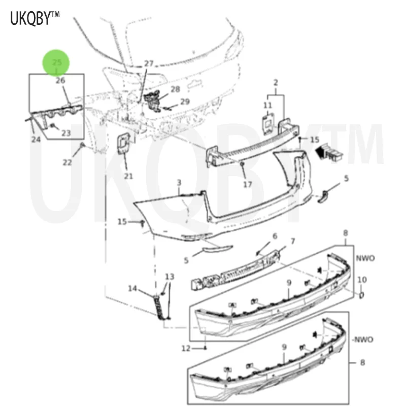 Suitable for Ch ev ro le t Ex pl or er re ar bu mp er, right rear bumper outer bracket bracket, rear bumper hanging angle 234626