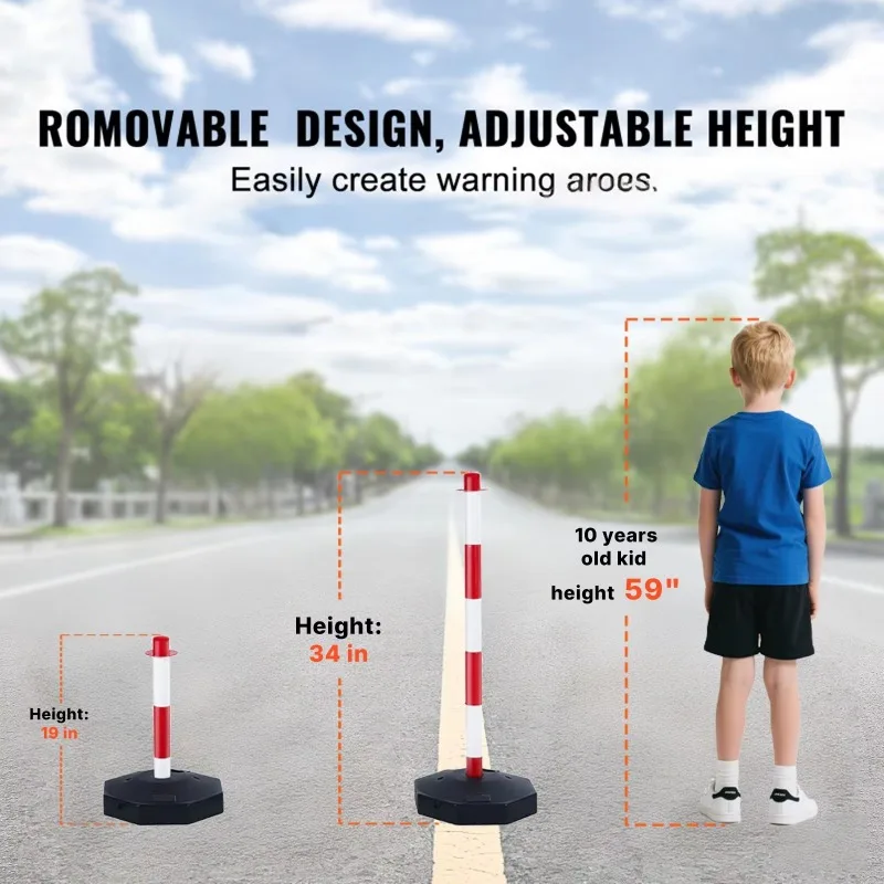 Adjustable 6.6-foot chain-link traffic barrier (6-piece) with padded base traffic safety lane barrier