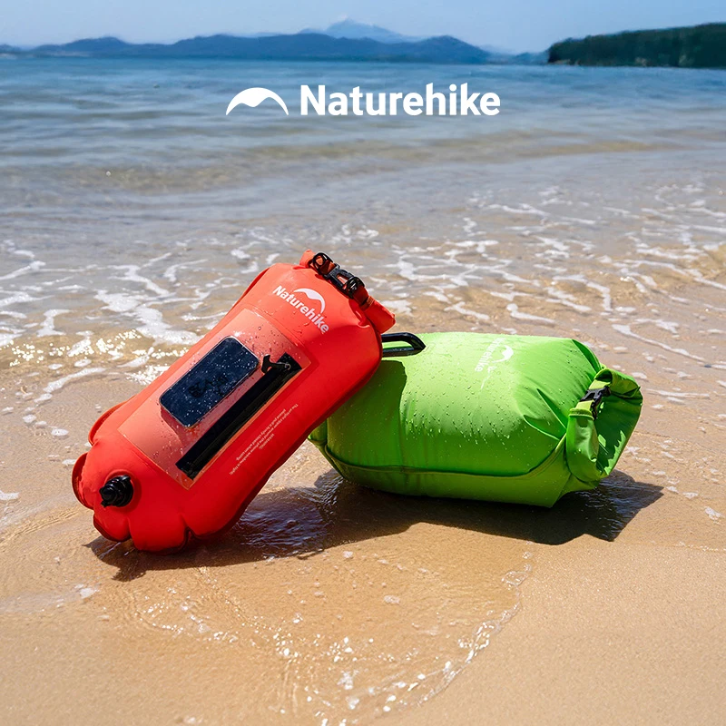 Naturehike 2026 Upgraded Inflatable Open Swimming Buoy Tow Float Dry Bag Double Air Bag Swimming Beach Water Sports Dry Bag