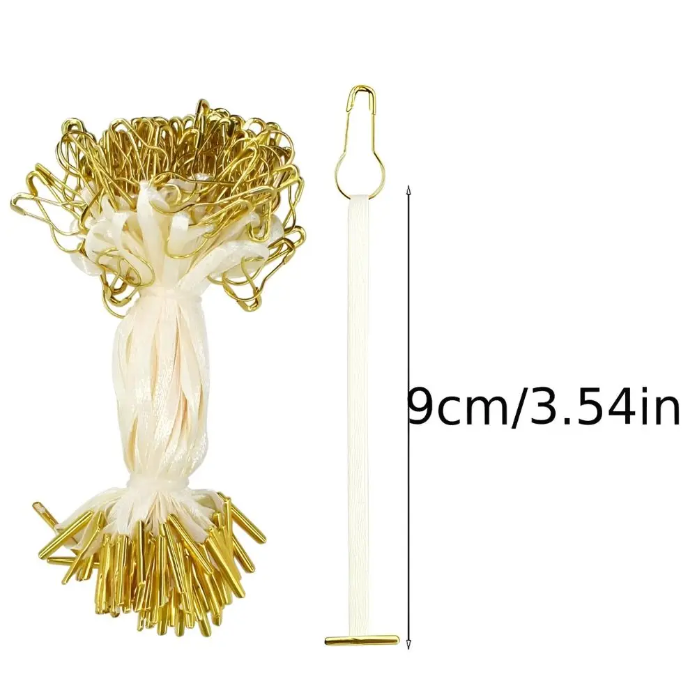 100/200pcs Cream Satin Price Tag Strings Golden Gourd Safety Pins, Clothing & Gift Label Hanging Ties YMY view 2