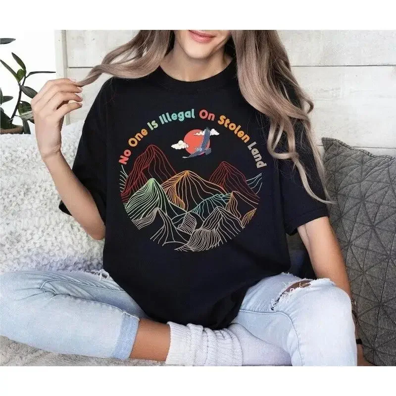 No One Is Illegal On Stolen Land T Shirt Native Heritage Americans