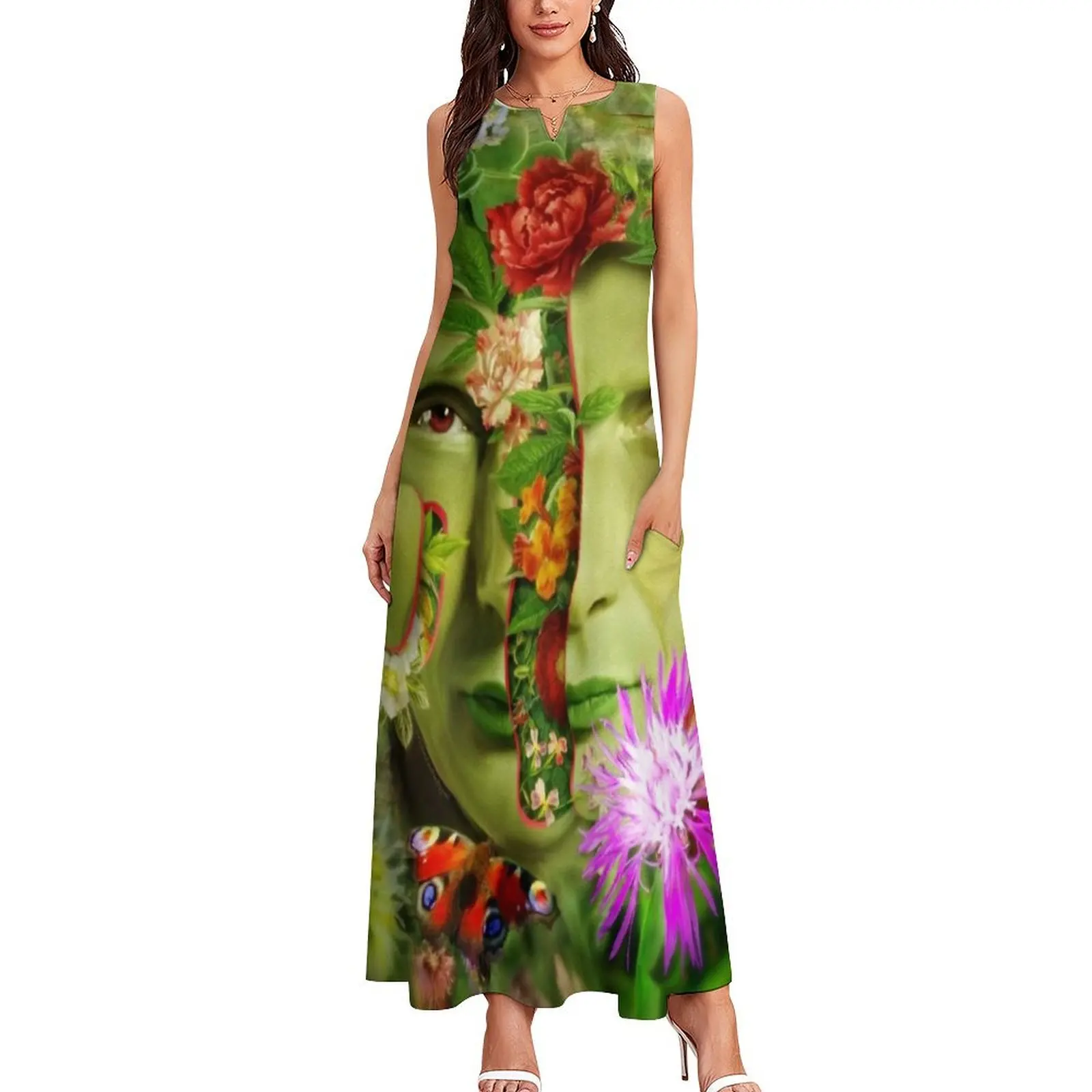 Surreal Garden Peeled Hannibal Portrait Floral Collage Long Dress clothes for women dress summer 2025 women summer clothes Dress