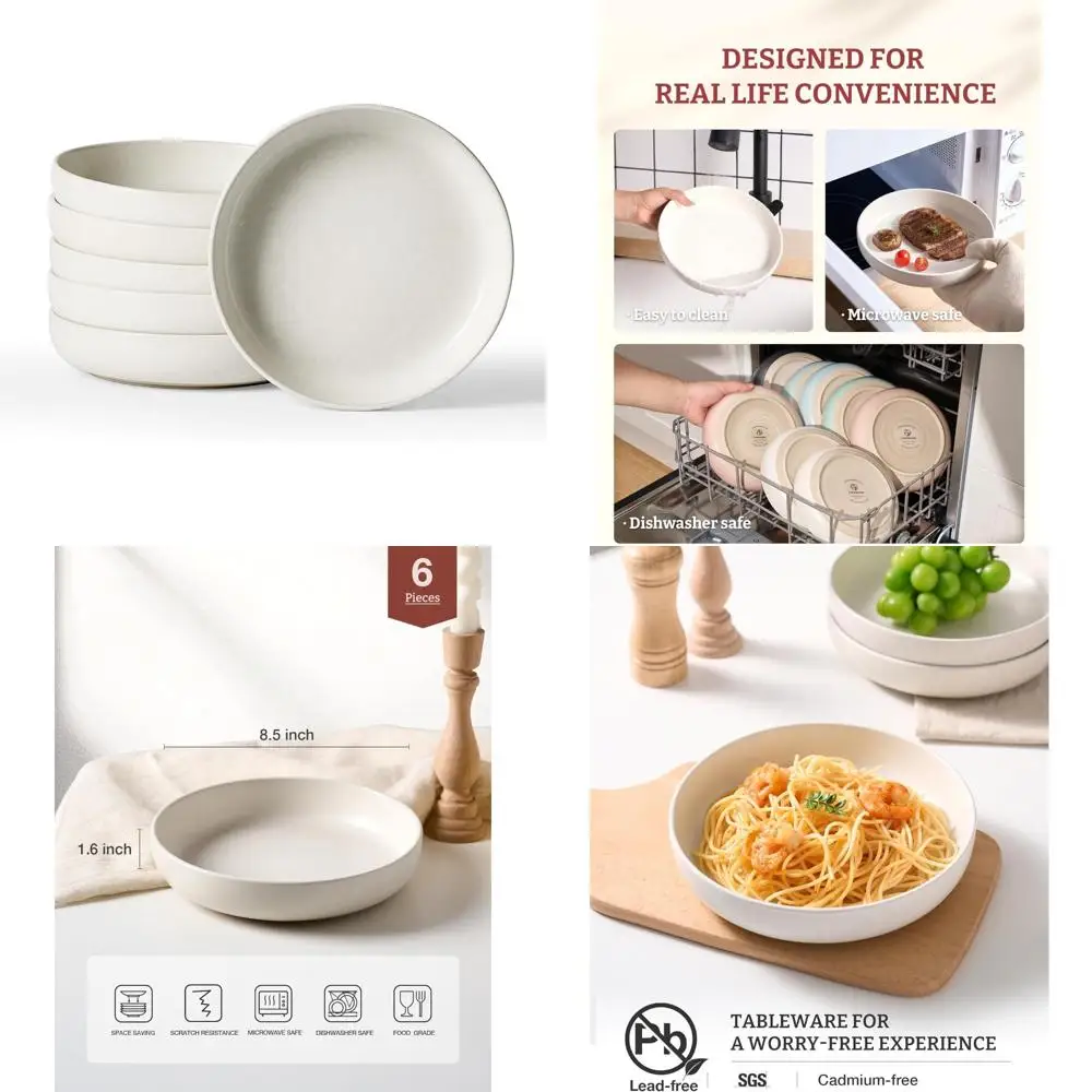 

Set of 6 Pasta and Salad Bowls, Perfect for Housewarming, Thanksgiving, Christmas Gifts